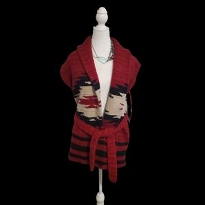 NWT Polo by Ralph Lauren Red and Black Cowl Sweater VEST (Large)